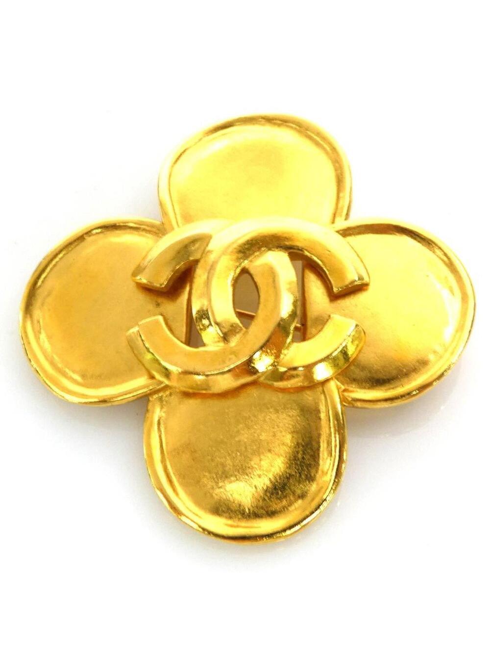 Chanel Cc Logo Brooch Gold-Tone Metal #209730C69B